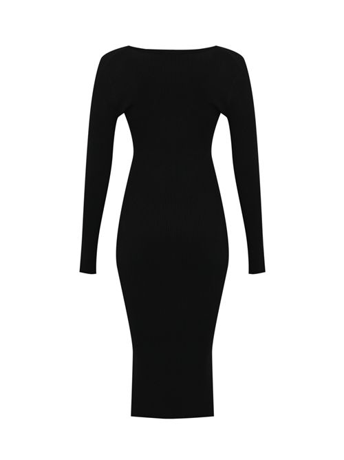 Abito in maglia a costine taschino Nero Elisabetta Franchi | AM10B56E2110